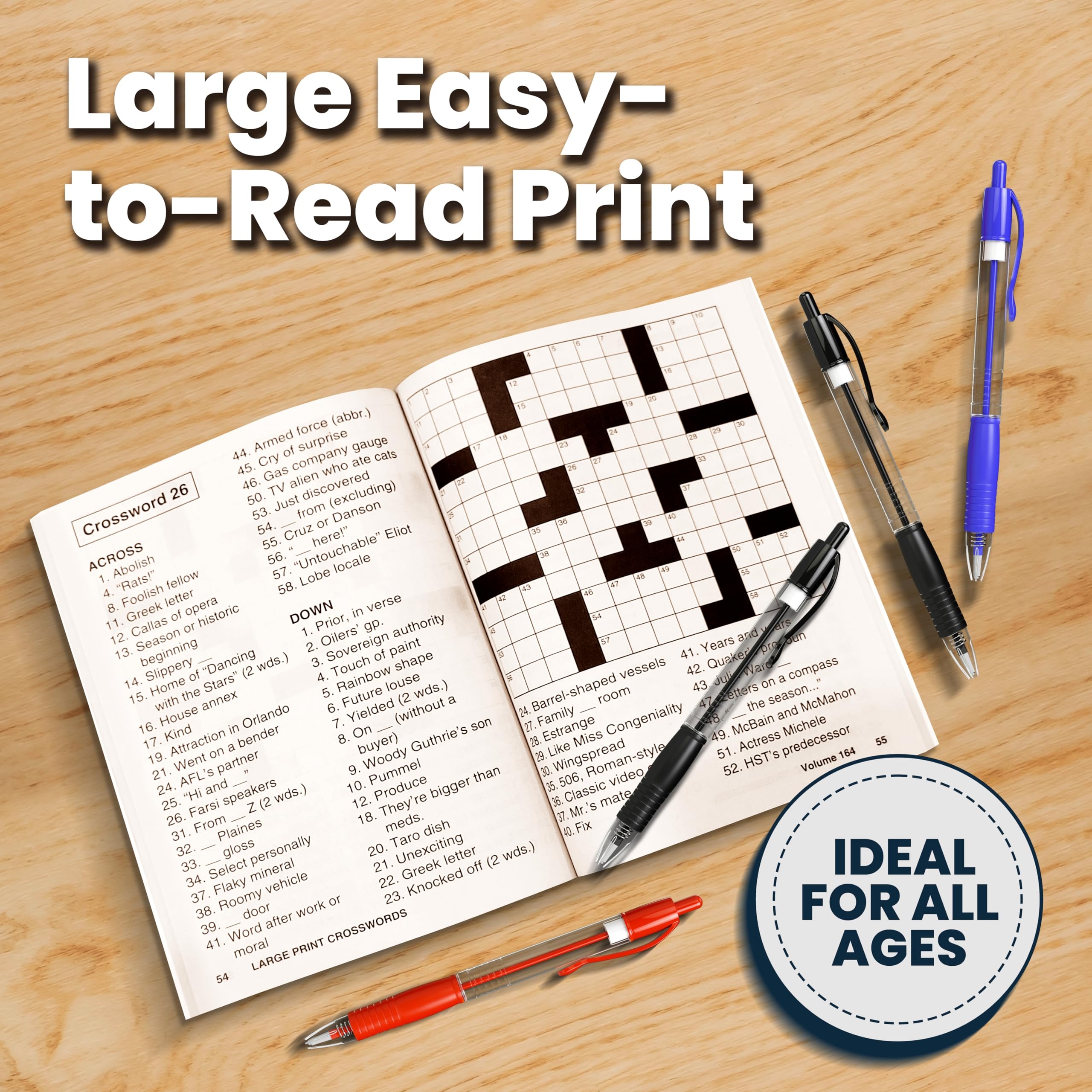 Amazon 10 Pack Large Print Crossword Puzzles For Seniors Plus 2 Fill In Puzzle Books And 4 Pens Big Bold Easy to Read Perfect Brain 