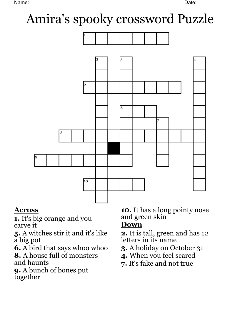 Amira s Spooky Crossword Puzzle WordMint