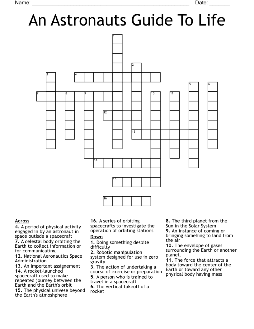 An Astronauts Guide To Life Crossword WordMint
