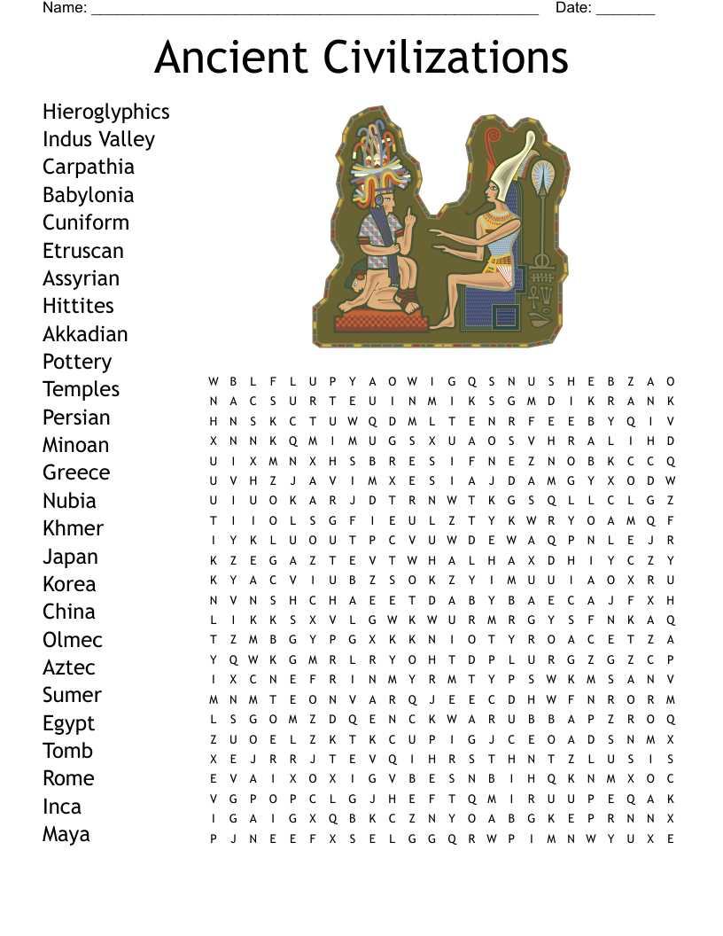 Ancient Civilizations Cross Word WordMint