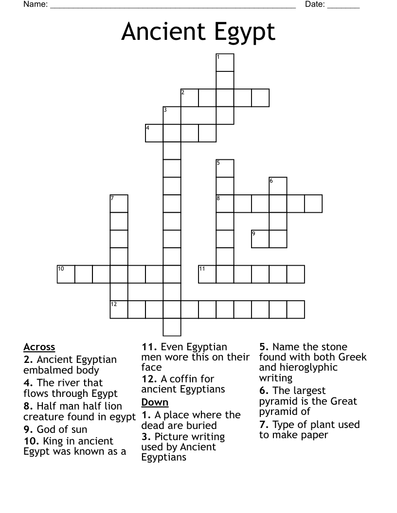 Ancient Egypt Crossword WordMint