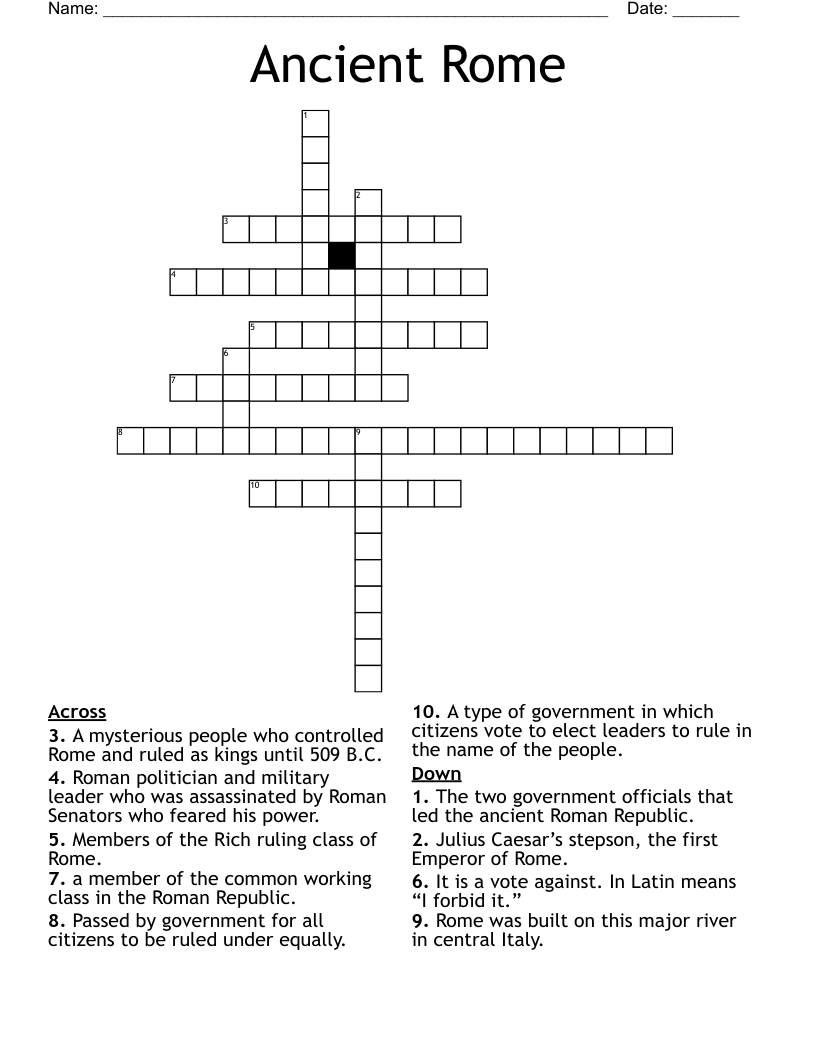 Ancient Rome Crossword WordMint