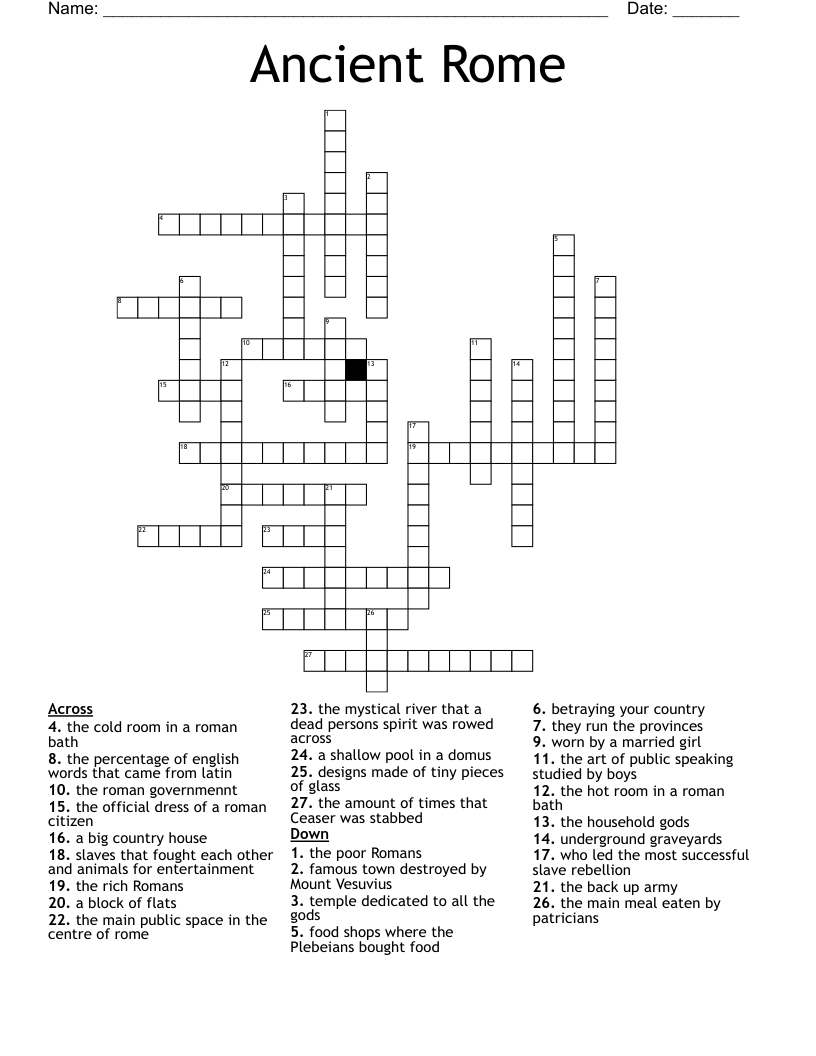 Ancient Rome Crossword WordMint