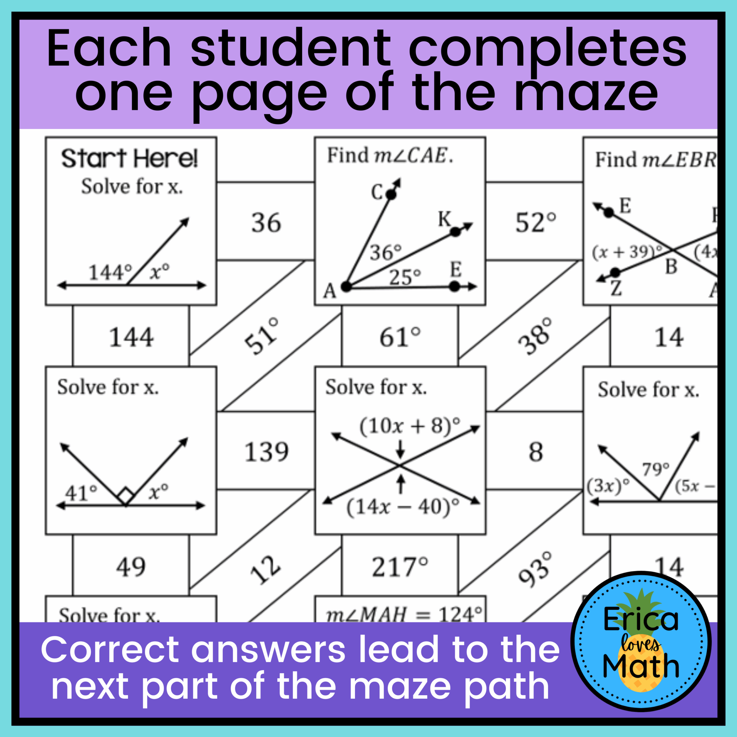 Angle Pairs Activity Partner Maze Classful Angle Pairs Activity Partner Maze Classful