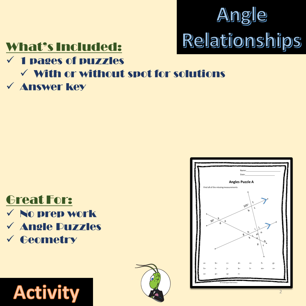 Angle Relationships Activity To Find Missing Angles In Puzzle Geometry Classful Angle Relationships Activity To Find Missing Angles In Puzzle Geometry Classful
