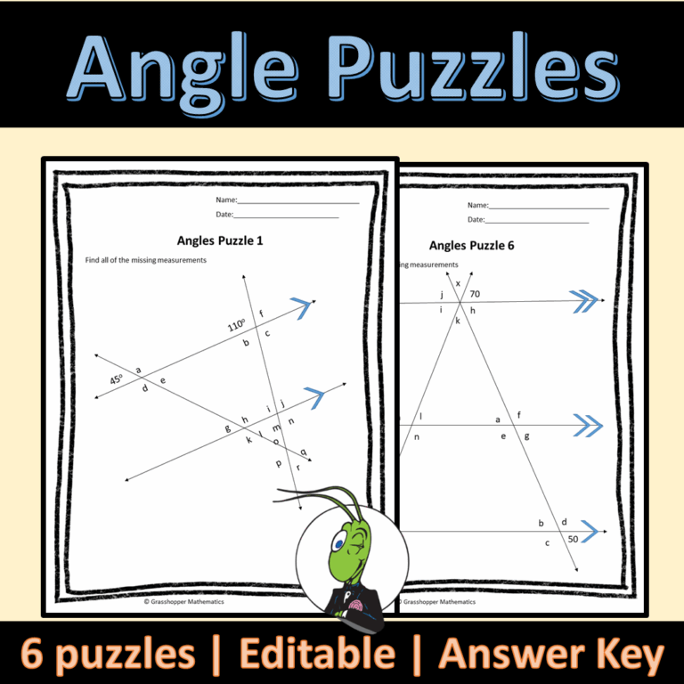 Angle Relationships Activity To Find Missing Angles In Puzzle Worksheets Library