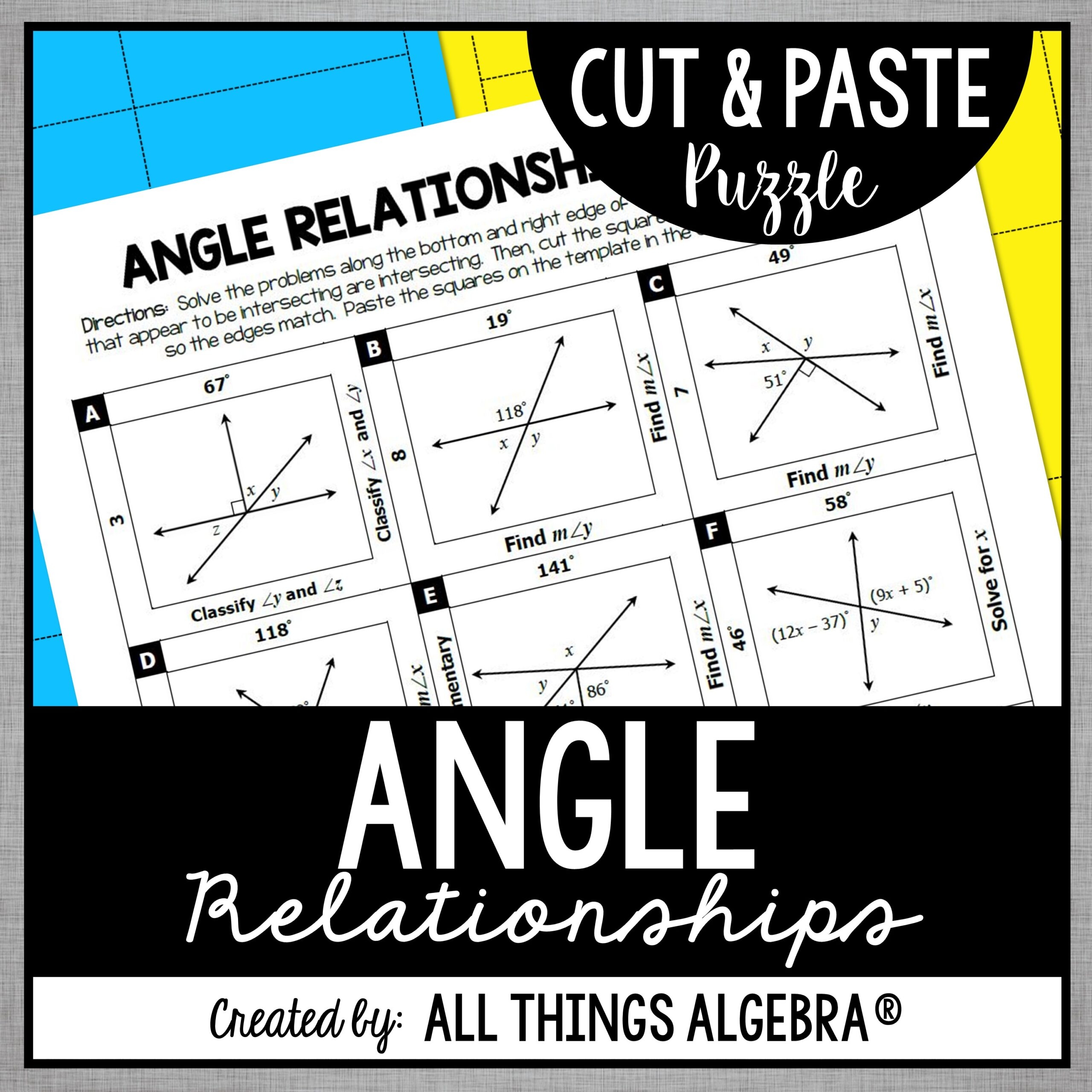 Angle Puzzle Worksheet Answer Key Angle Puzzle Worksheet Answer Key