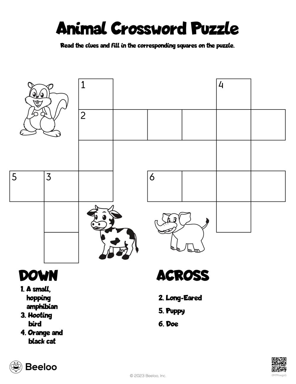 Animal themed Crossword Puzzles Beeloo Printable Crafts And Activities For Kids Animal themed Crossword Puzzles Beeloo Printable Crafts And Activities For Kids