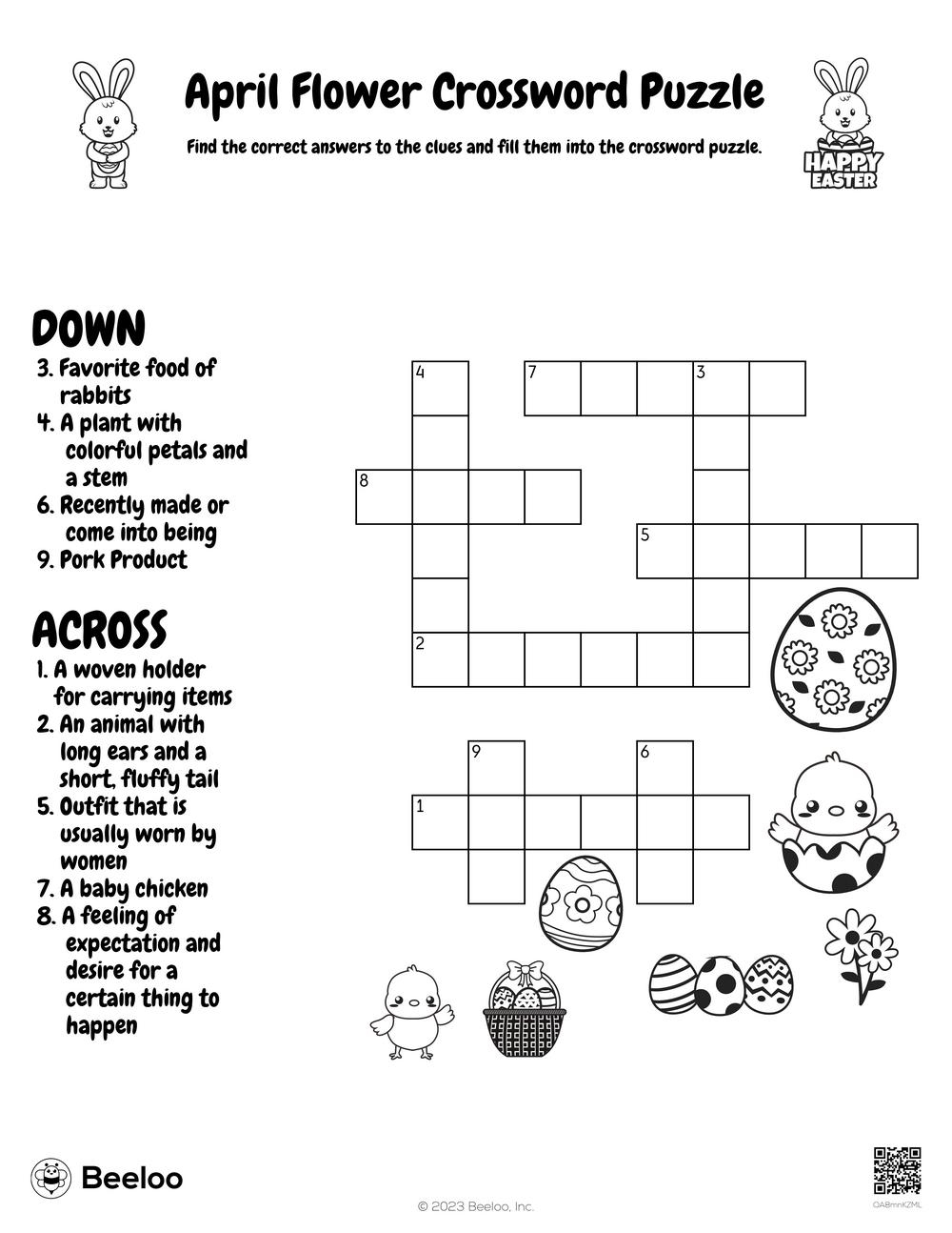 April Flower Crossword Puzzle Beeloo Printable Crafts And Activities For Kids April Flower Crossword Puzzle Beeloo Printable Crafts And Activities For Kids