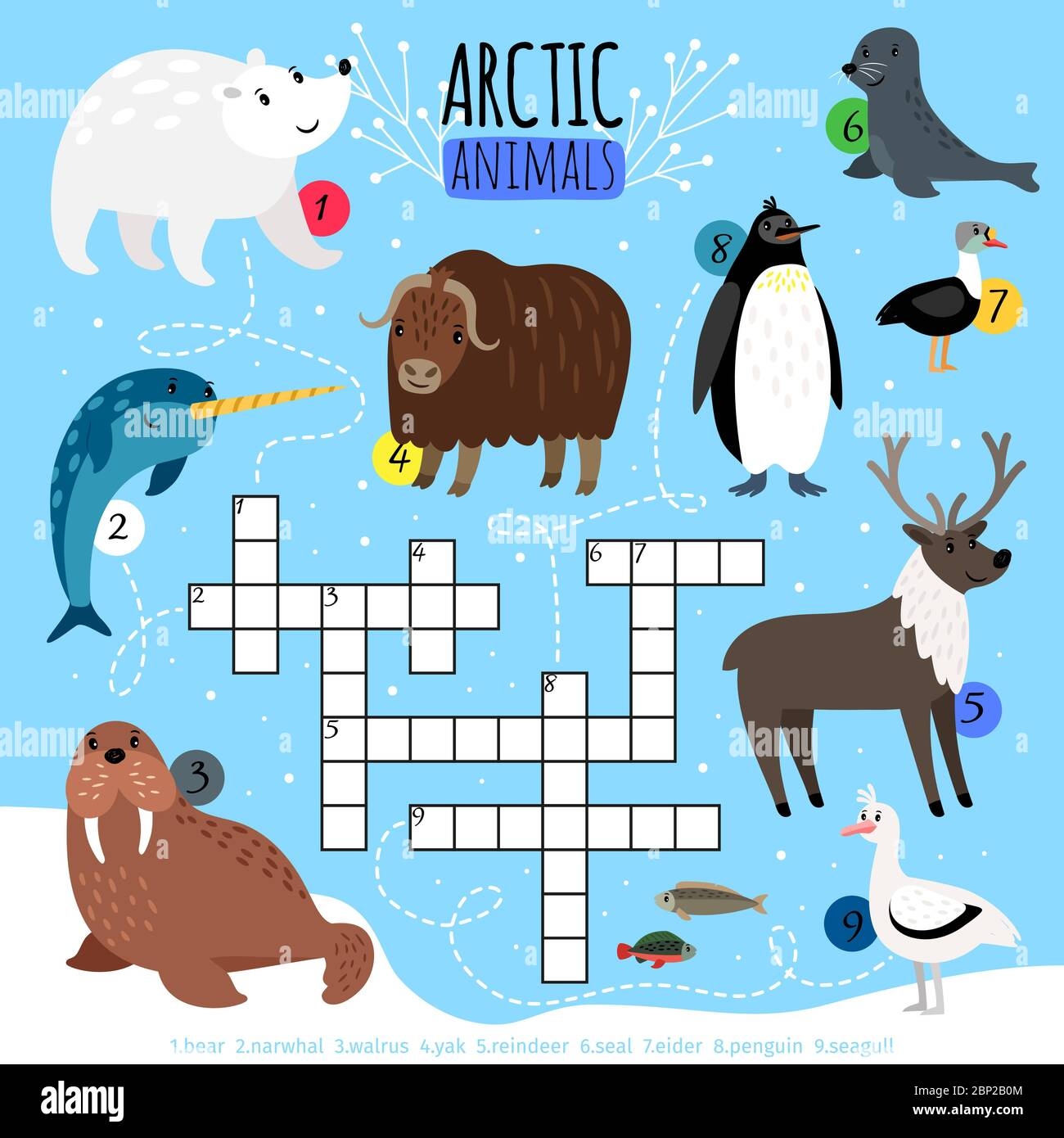 Arctic Crossword Puzzle Kids Words Cross Word Searching Game With Arctic Crossword Puzzle Kids Words Cross Word Searching Game With