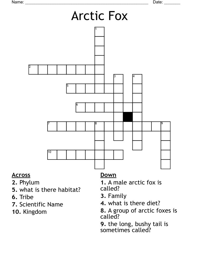 Arctic Fox Crossword WordMint Arctic Fox Crossword WordMint