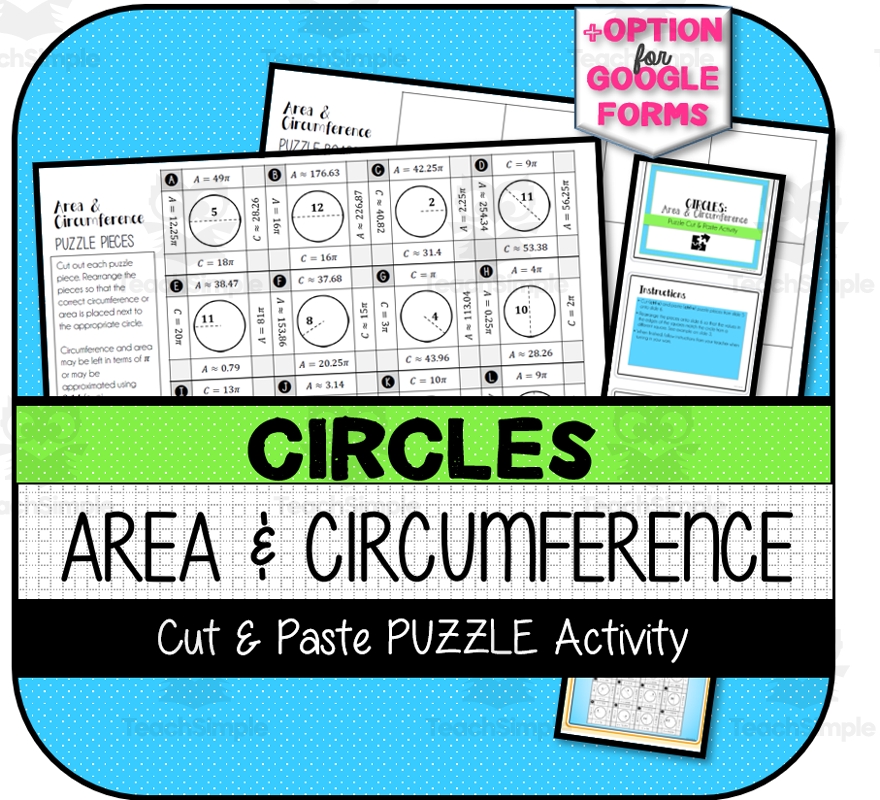 Area U0026 Circumference Of Circles Cut U0026 Paste PUZZLE