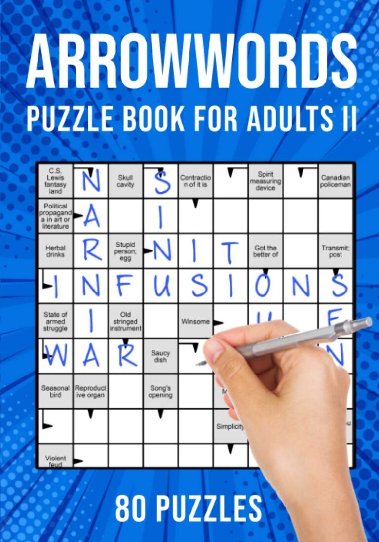 Arrow Word Puzzle Books For Adults Arrowword Crossword Activity Puzzles Book II 80 Puzzles UK Version Publishing Puzzle King 9798702168838