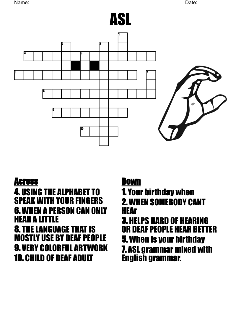 ASL Crossword WordMint