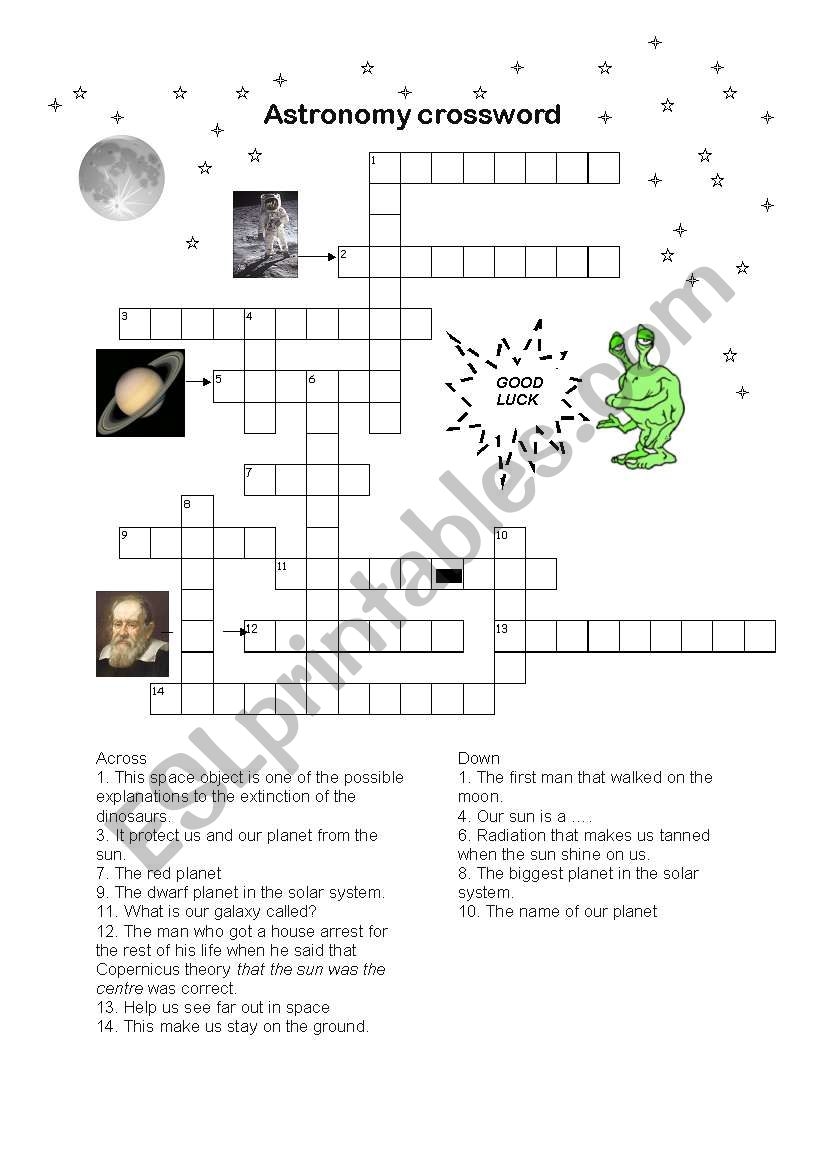 Astronomy Crossword Puzzle Worksheets