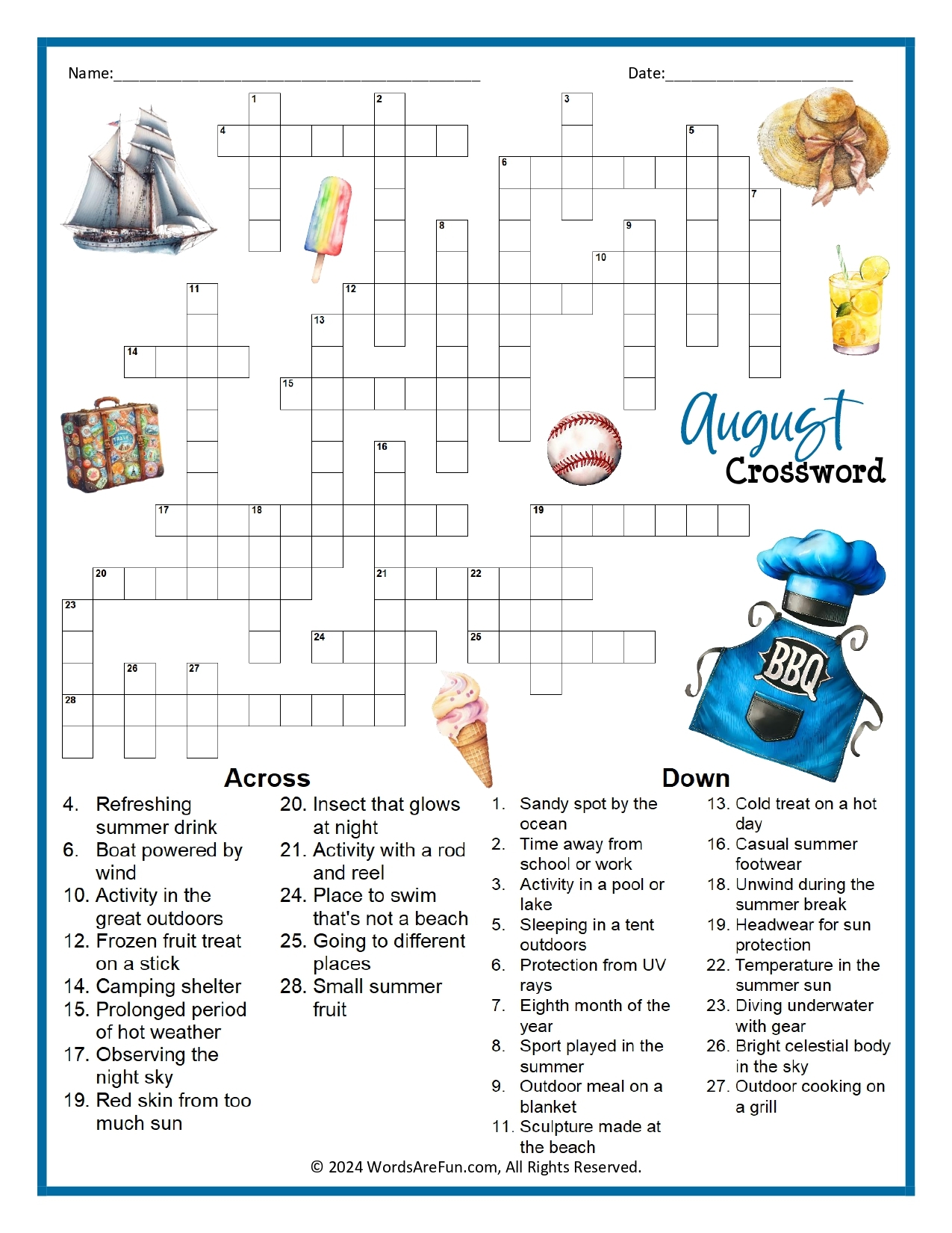 August Crossword Puzzle August Crossword Puzzle
