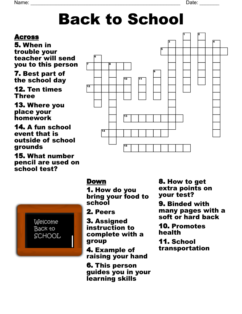 Back To School Crossword WordMint Back To School Crossword WordMint