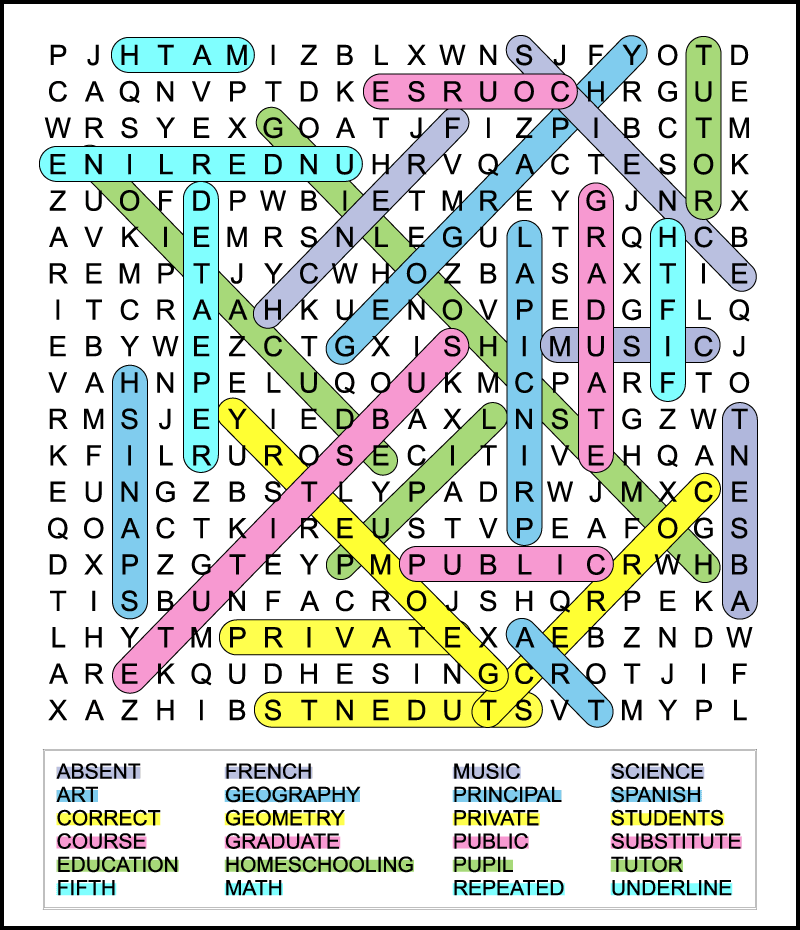 Back To School Word Search For 5th Grade Students Back To School Word Search For 5th Grade Students
