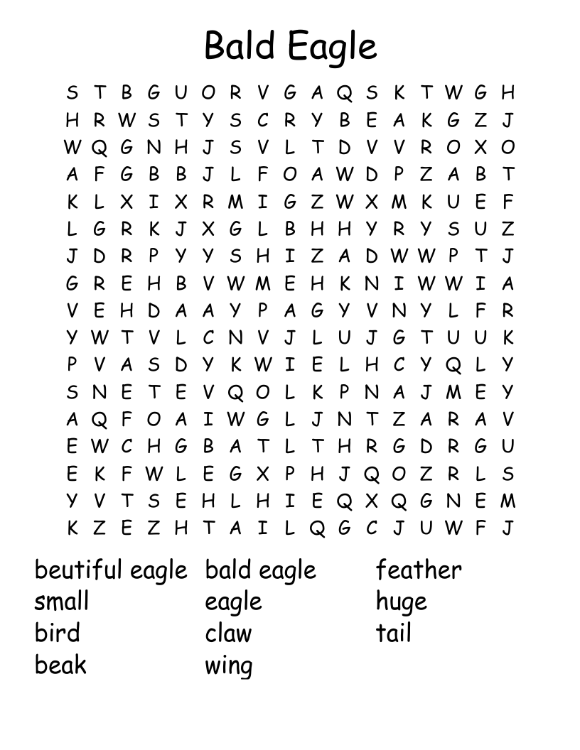 Bald Eagle Word Search WordMint