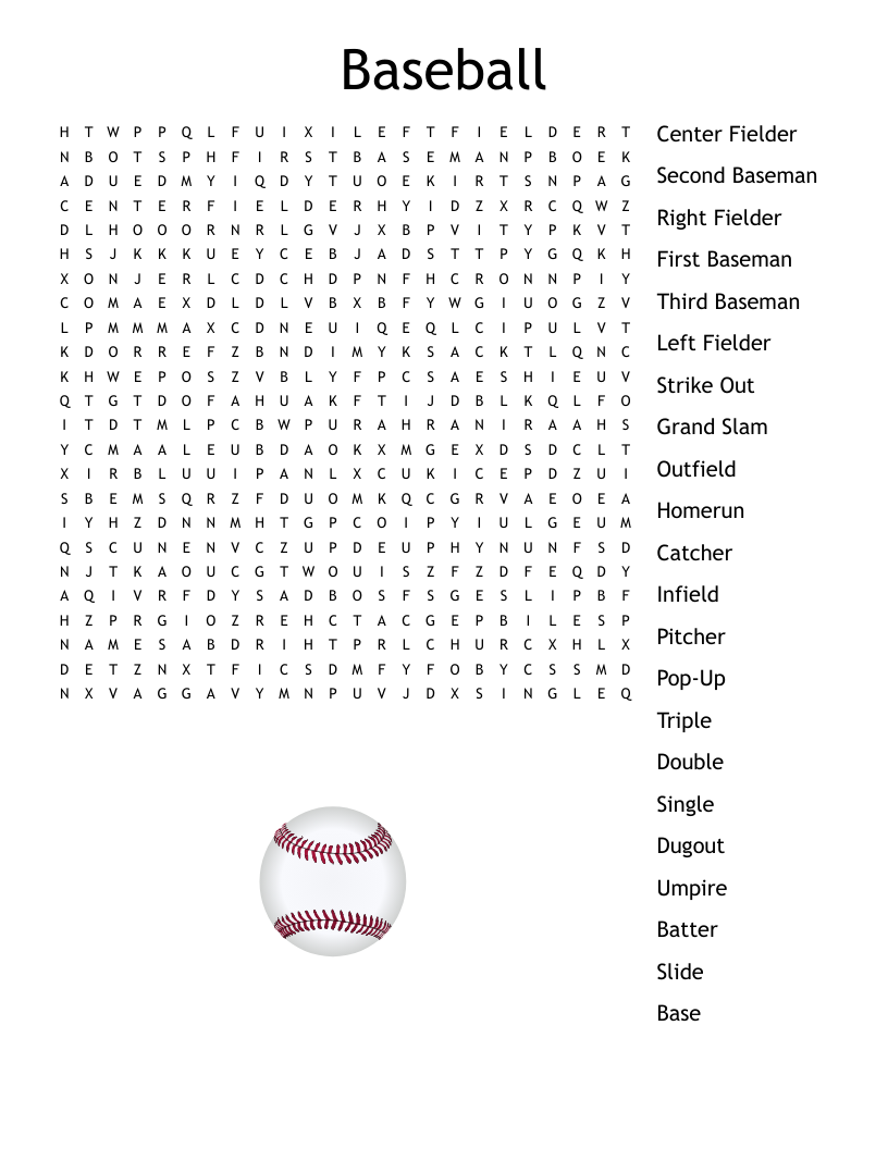 Baseball Crossword Puzzle Printable Simple