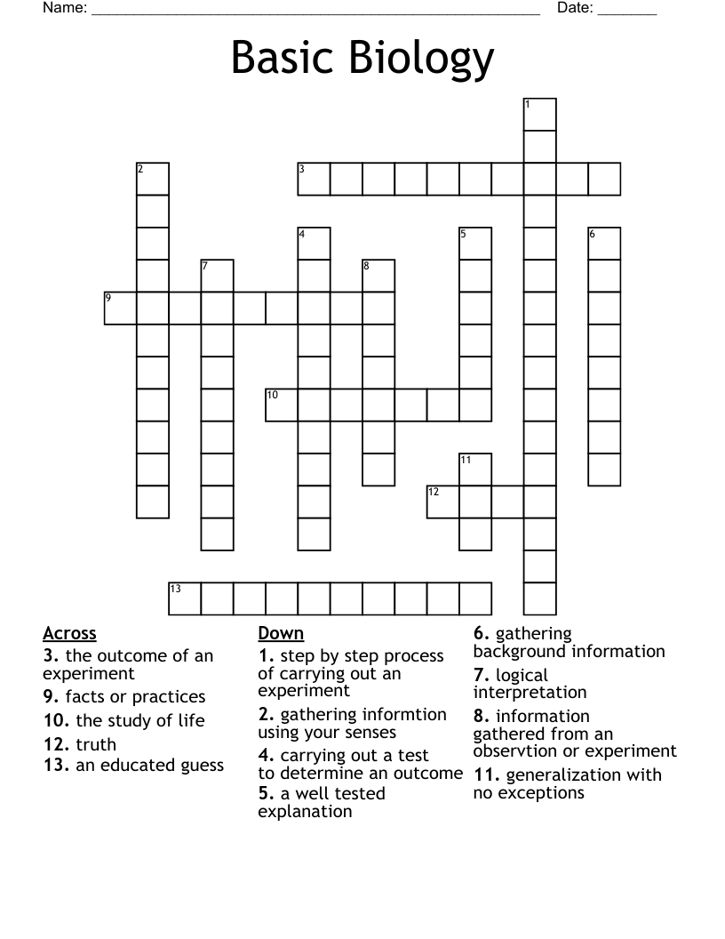 Basic Biology Crossword WordMint