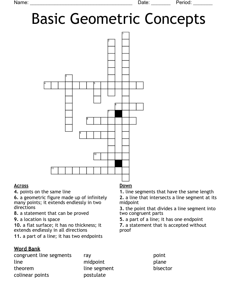 Geometric Figures Crossword Puzzle Geometric Figures Crossword Puzzle