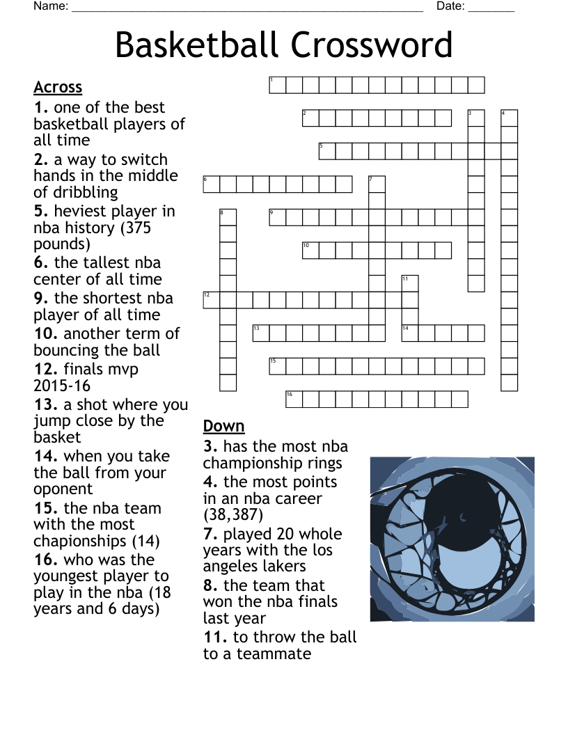 Basketball Crossword WordMint