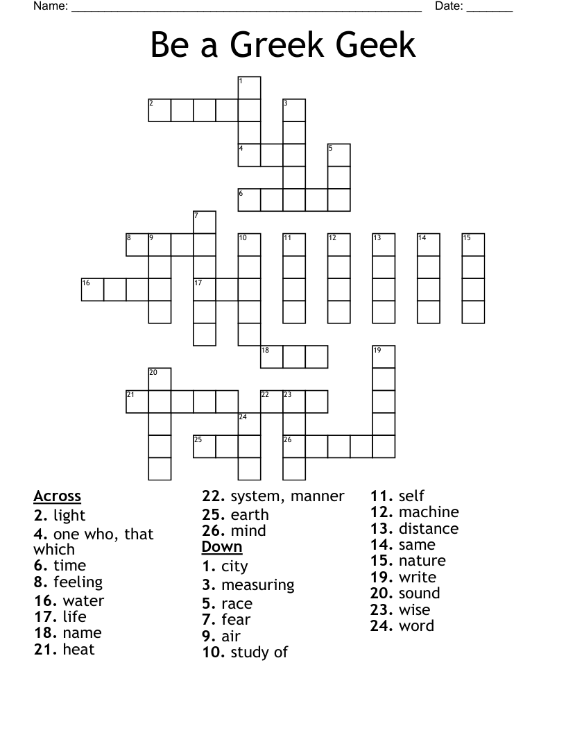 Be A Greek Geek Crossword WordMint Be A Greek Geek Crossword WordMint