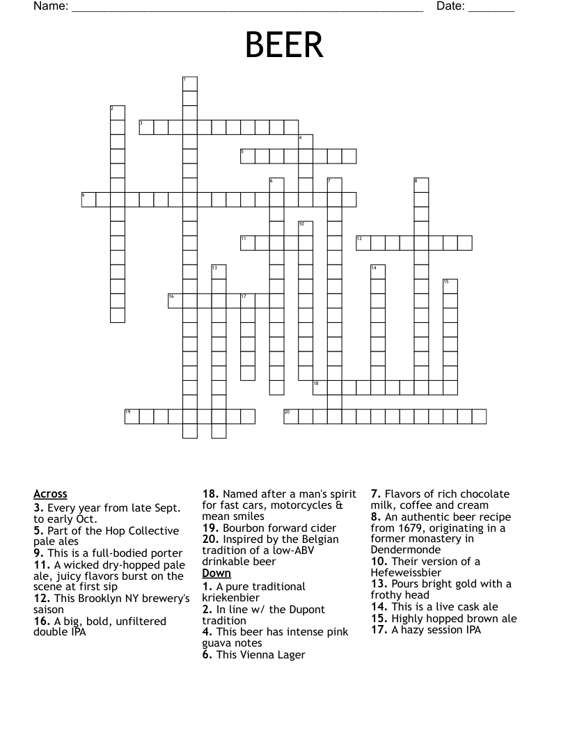 BEER Crossword WordMint BEER Crossword WordMint