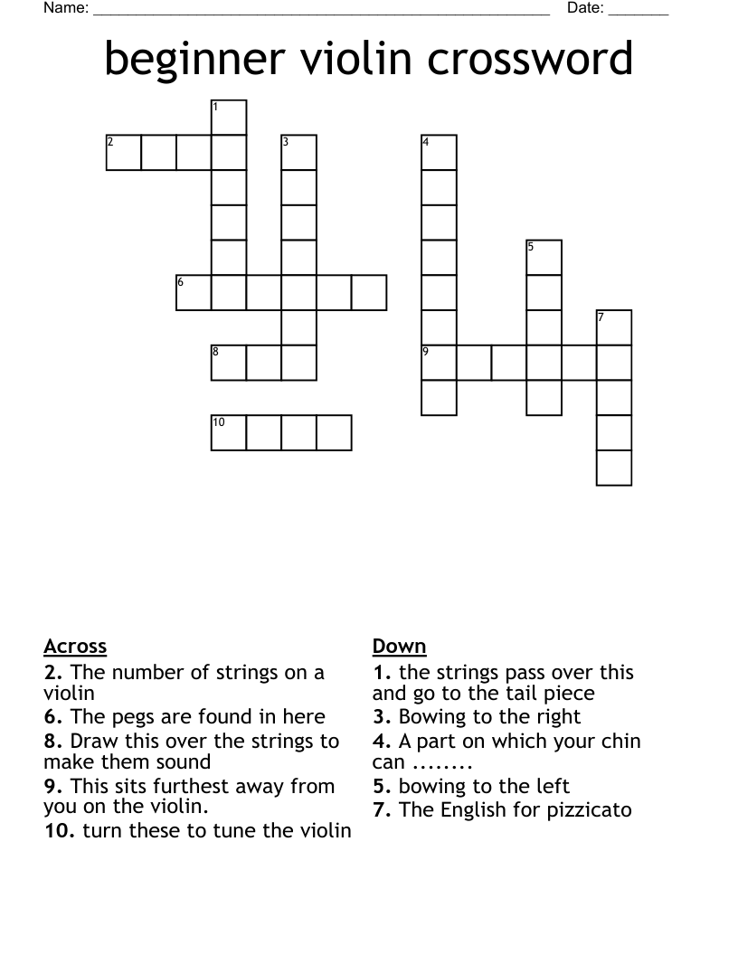 Beginner Violin Crossword WordMint