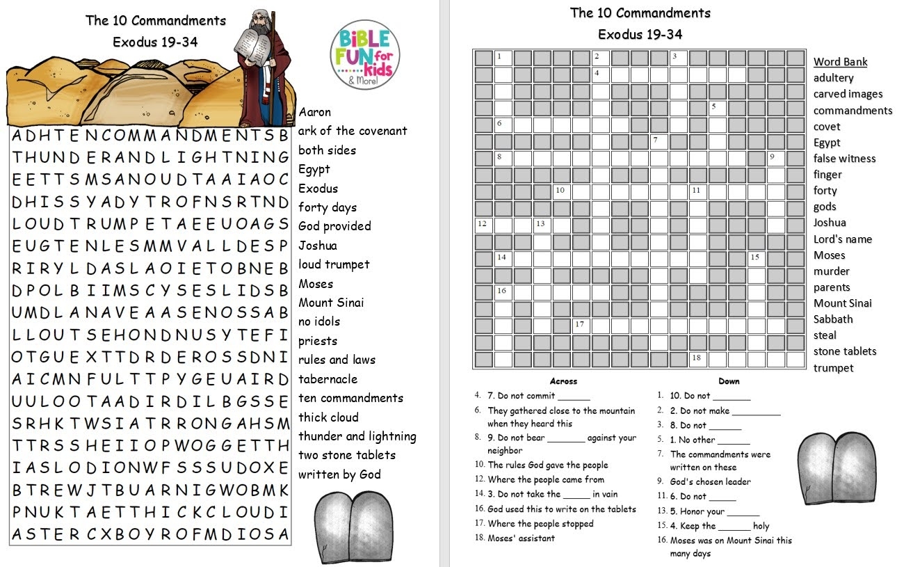 Ten Commandments Crossword Puzzle