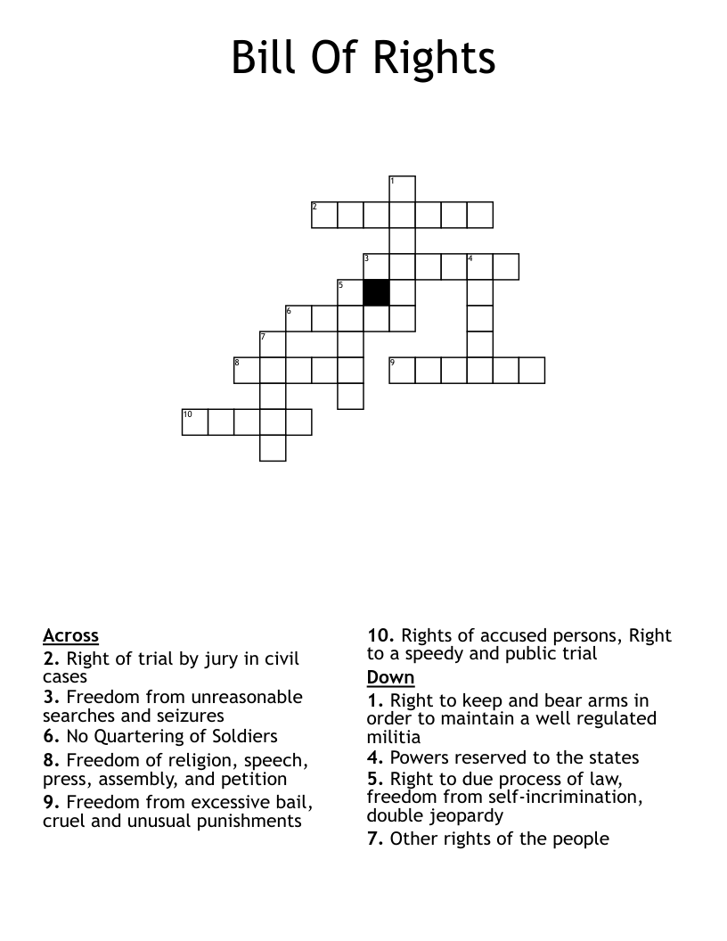Bill Of Rights Crossword WordMint