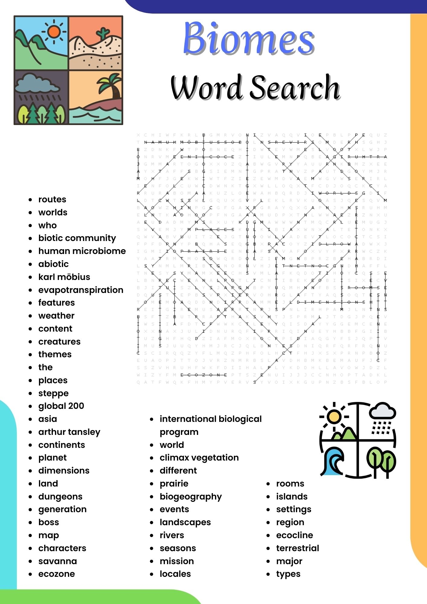 Biomes Word Search Puzzle Worksheet Activities For Kids Made By 