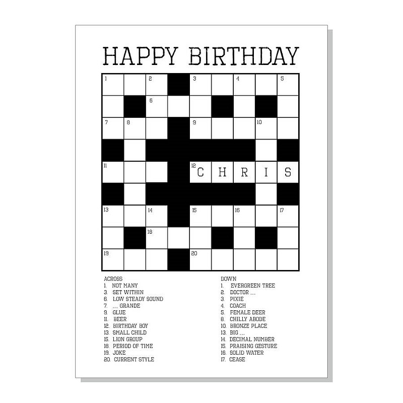 Printable Birthday Crossword Puzzle Printable Birthday Crossword Puzzle