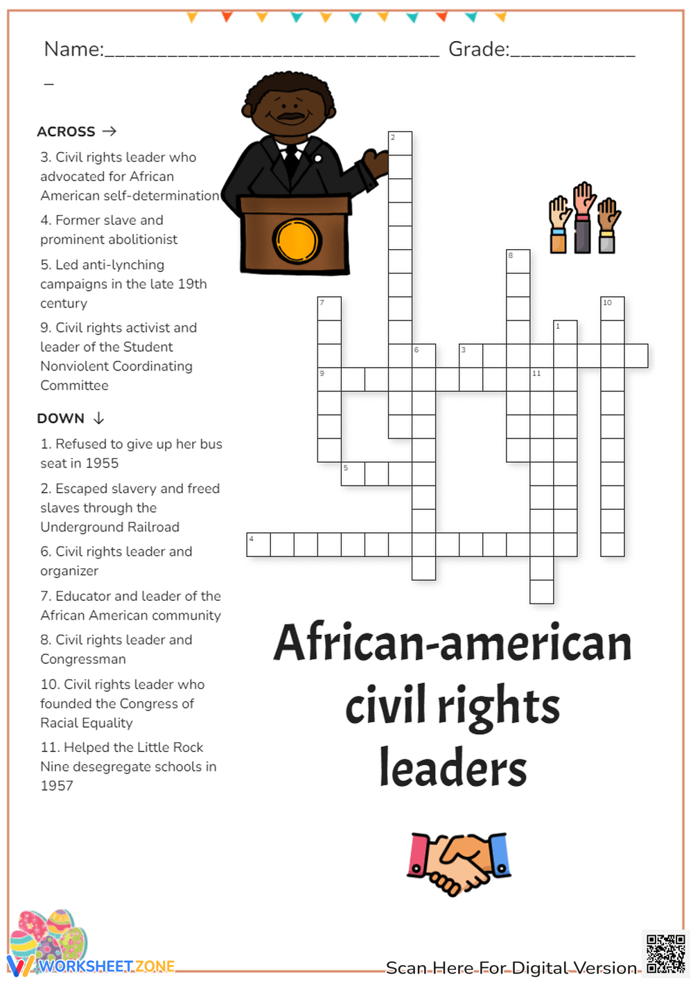 Black History Crossword Puzzle Worksheets 2025
