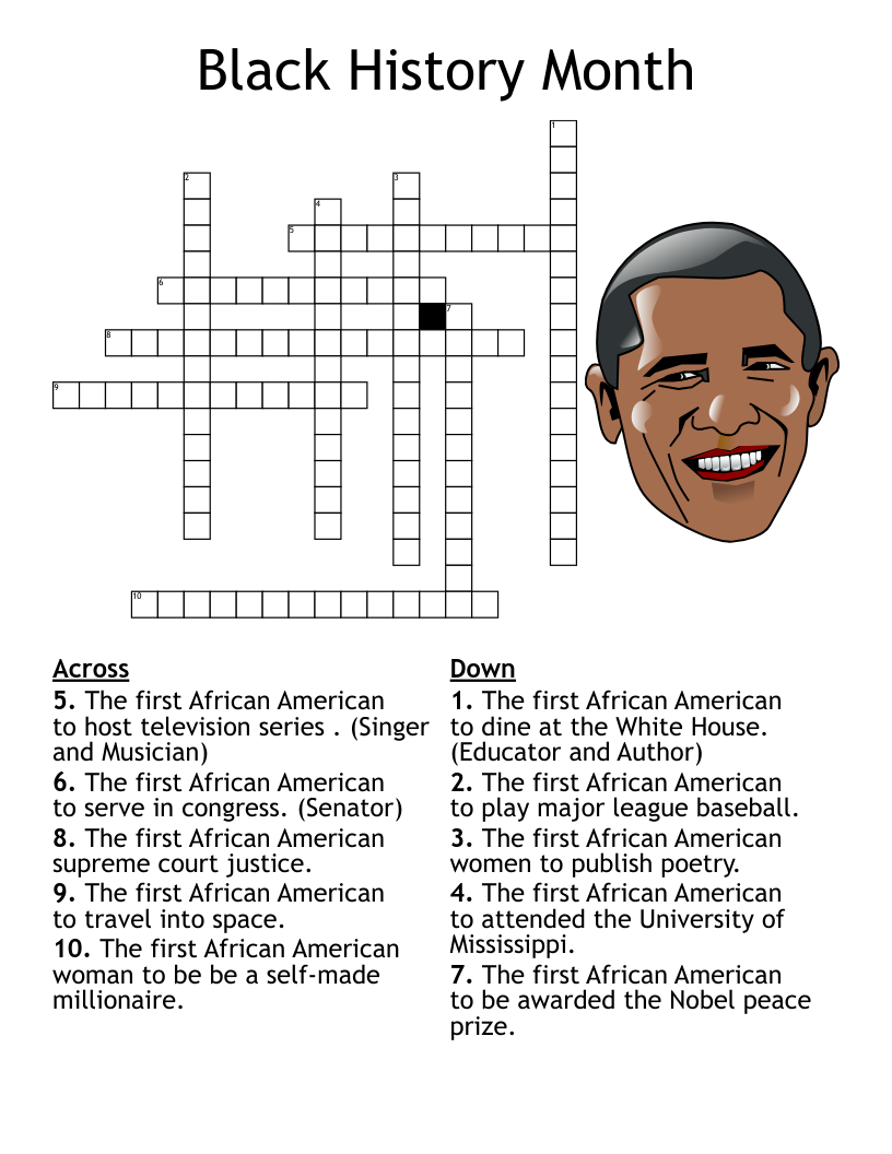 Black History Month Crossword Puzzle WordMint Black History Month Crossword Puzzle WordMint