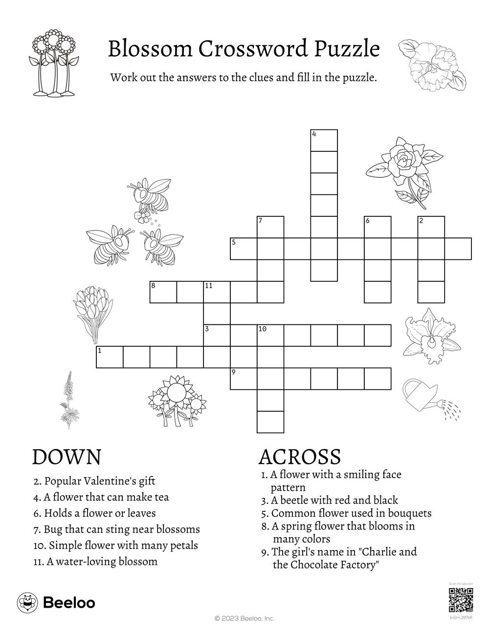 Blossom Crossword Puzzle Beeloo Printable Crafts And Activities For Kids Blossom Crossword Puzzle Beeloo Printable Crafts And Activities For Kids