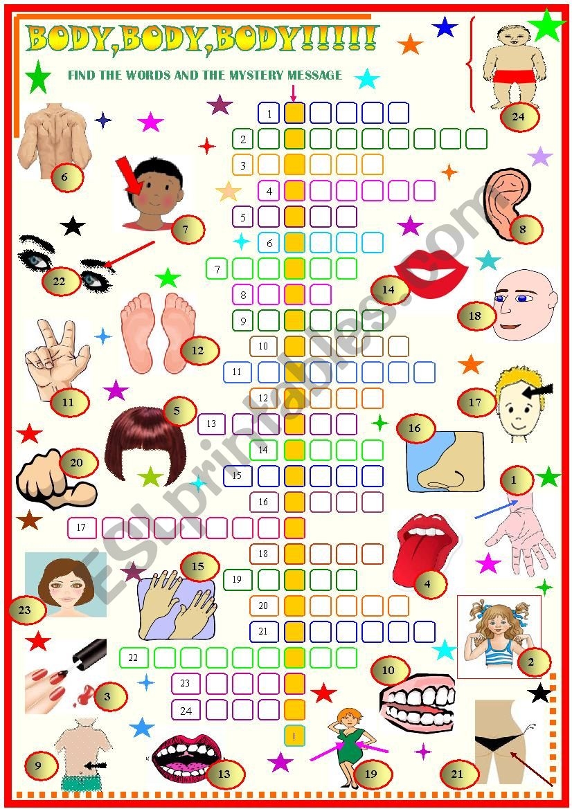 Body Parts Crossword Puzzle