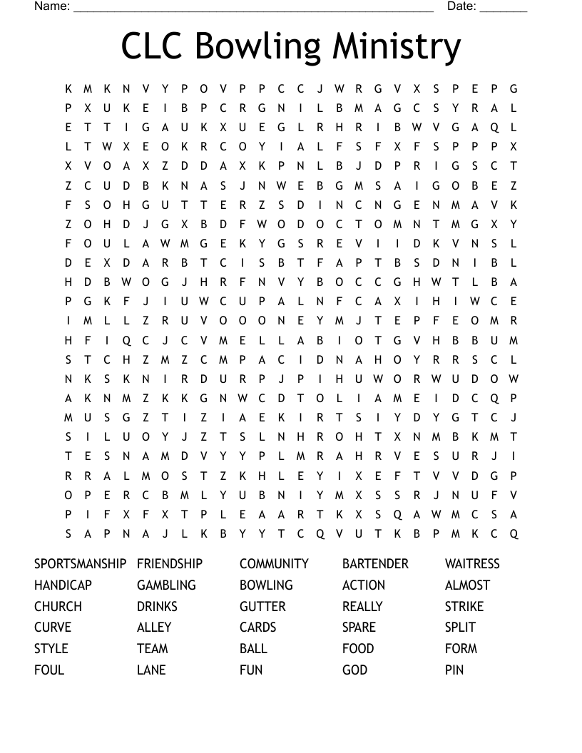 Bowling Crossword WordMint