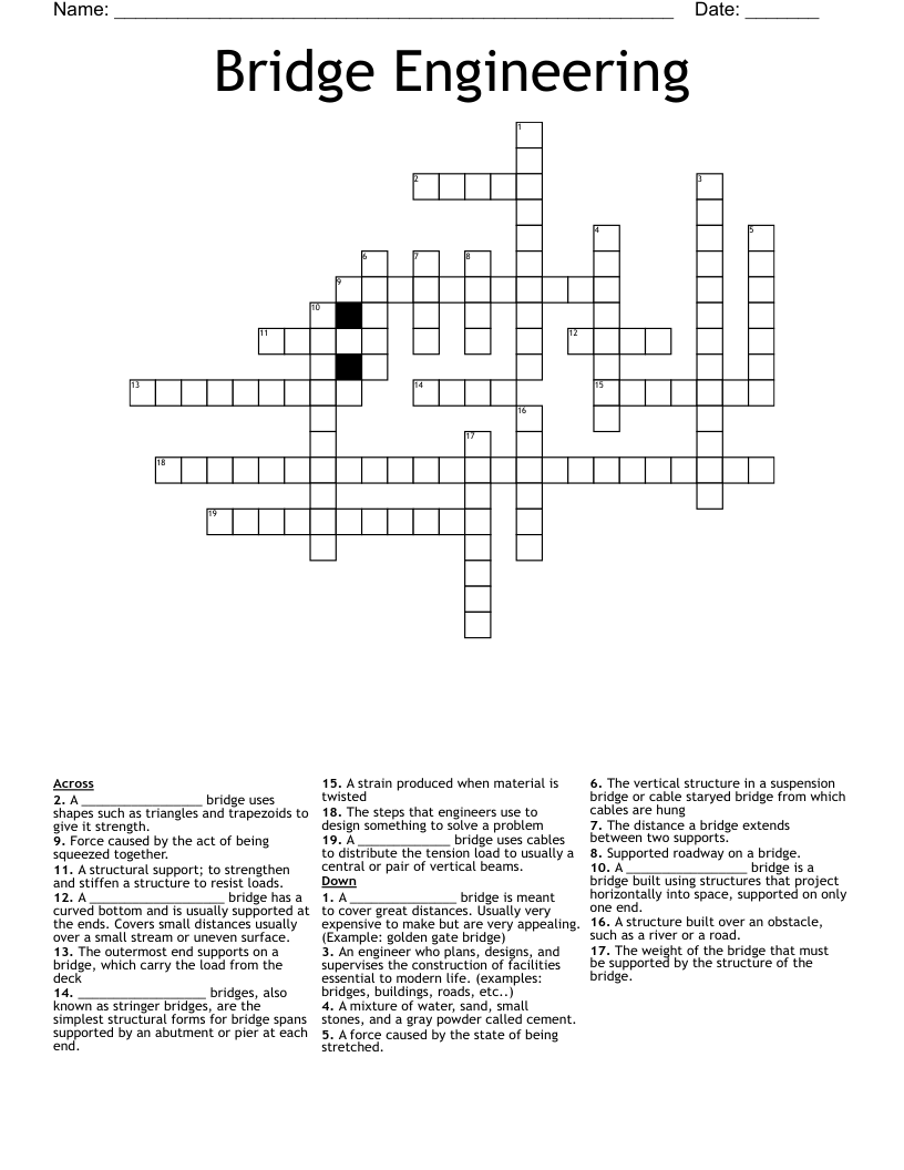 Bridges Crossword WordMint Bridges Crossword WordMint