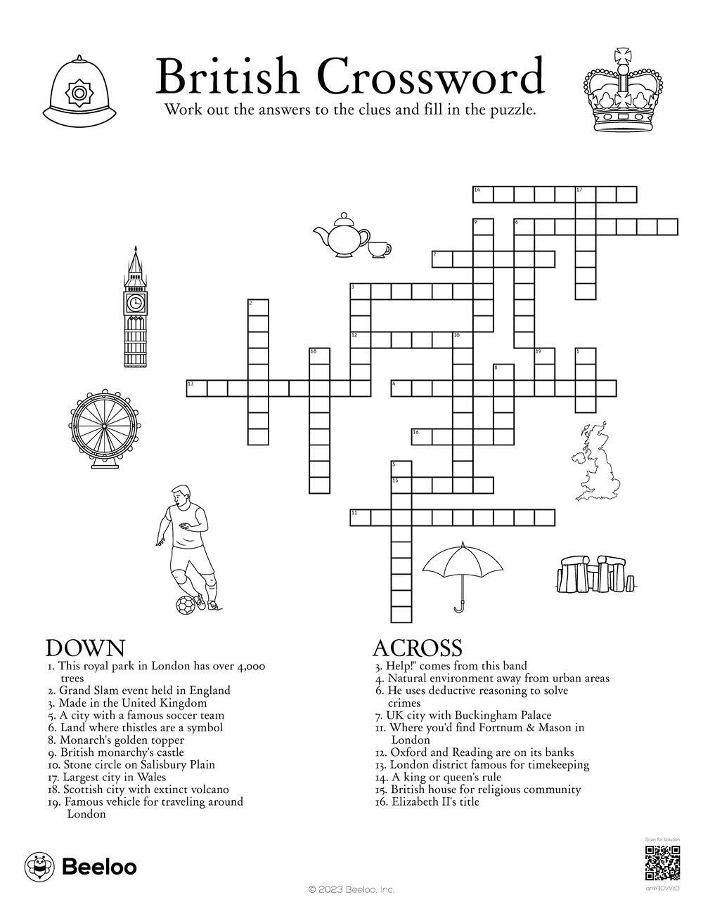 British Crossword Beeloo Printable Crafts And Activities For Kids