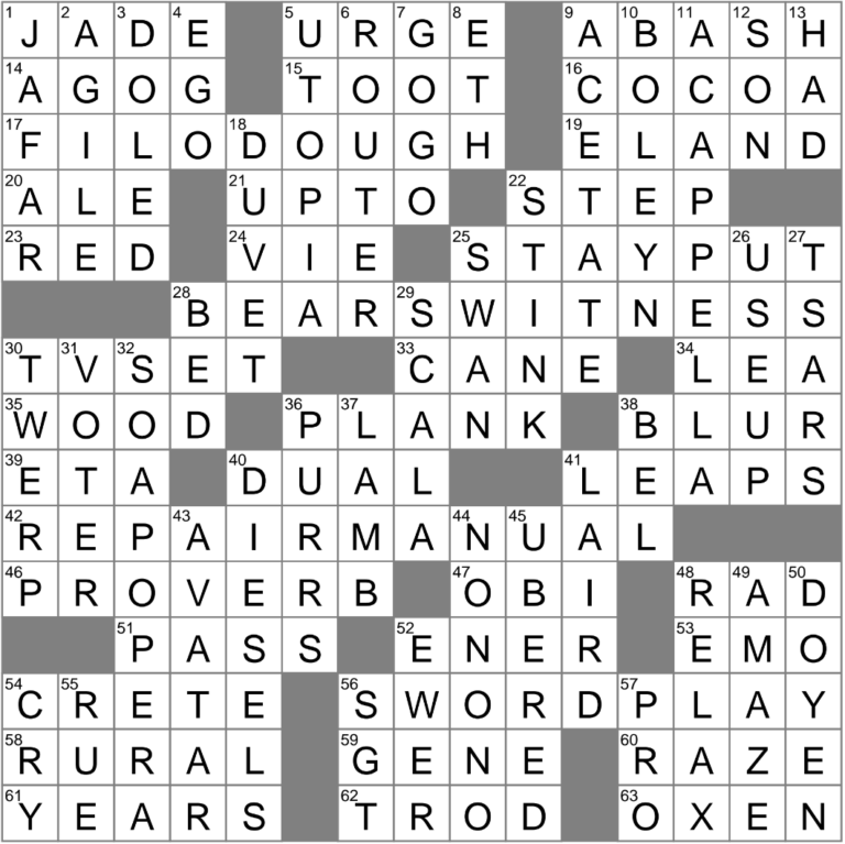 Brown Shade Crossword Clue Archives LAXCrossword