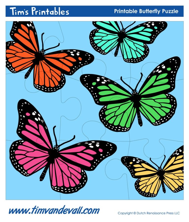 Butterfly Puzzle Tim s Printables