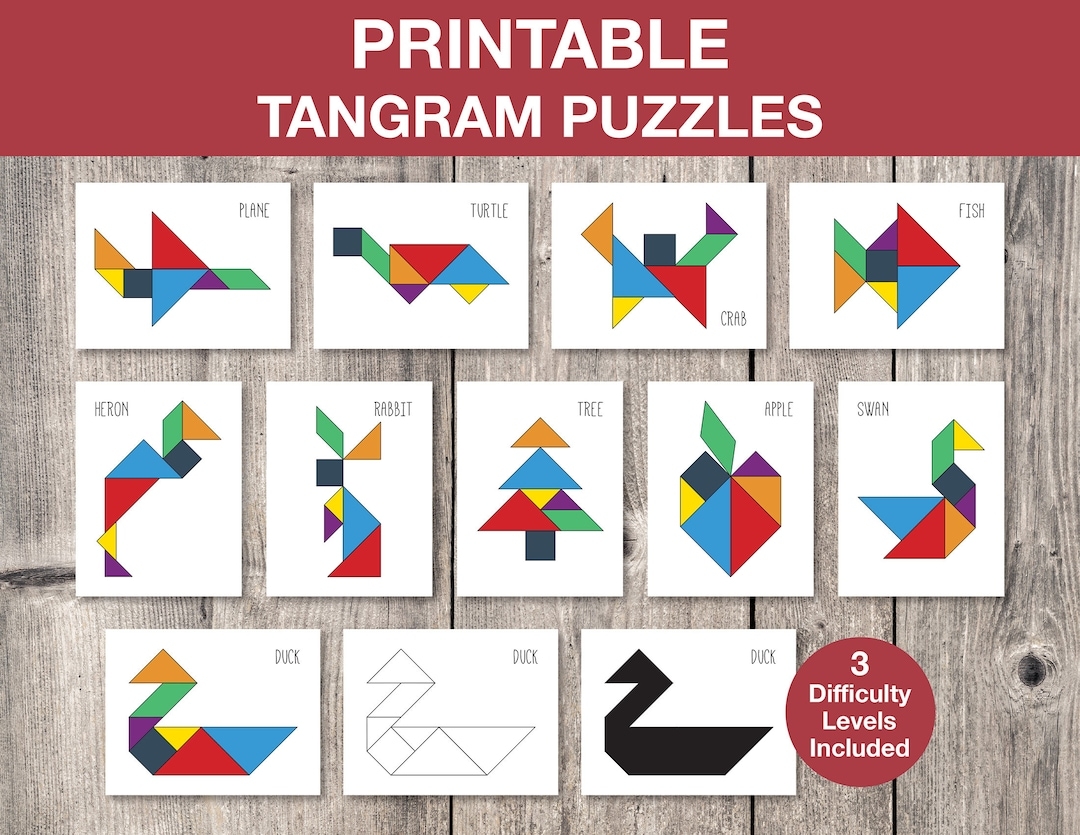 Buy Tangram Puzzles Printable Game Kids Printable Puzzle Montessori Cards Kids Game Flash Cards Educational Game INSTANT DOWNLOAD G003 Online 