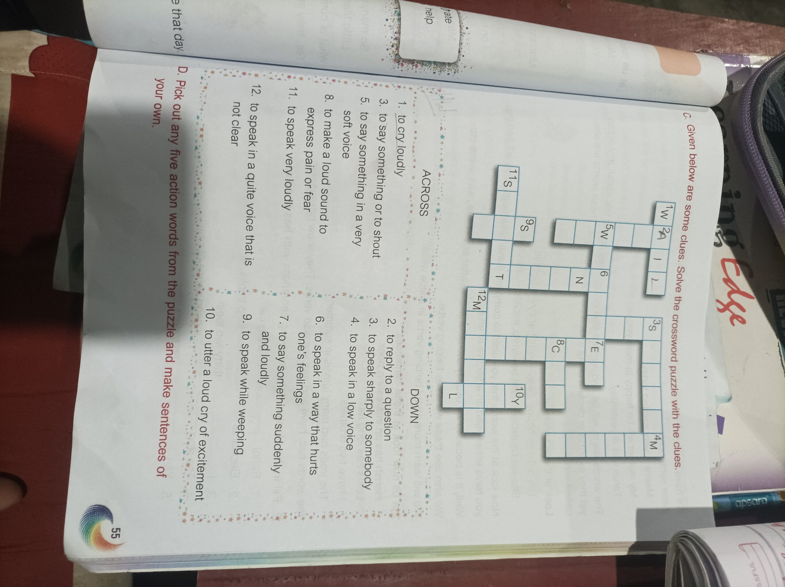 C Given Below Are Some Clues Solve The Crossword Puzzle With The Clues 