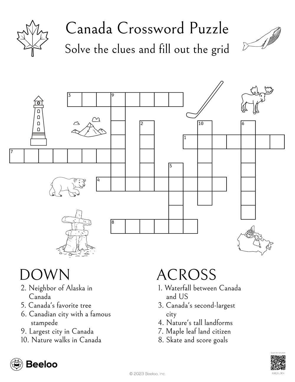 Canada Crossword Puzzle Beeloo Printable Crafts And Activities Canada Crossword Puzzle Beeloo Printable Crafts And Activities