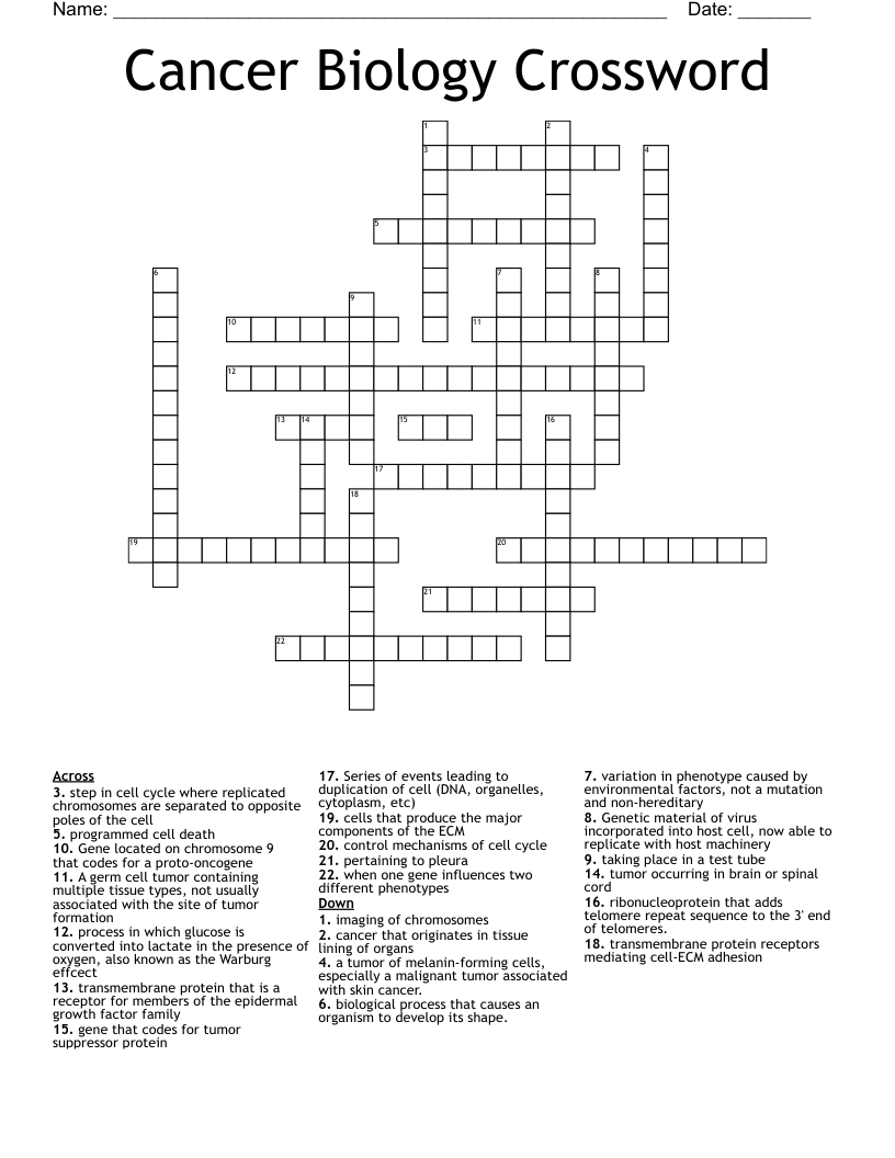 Biology Crossword Puzzle