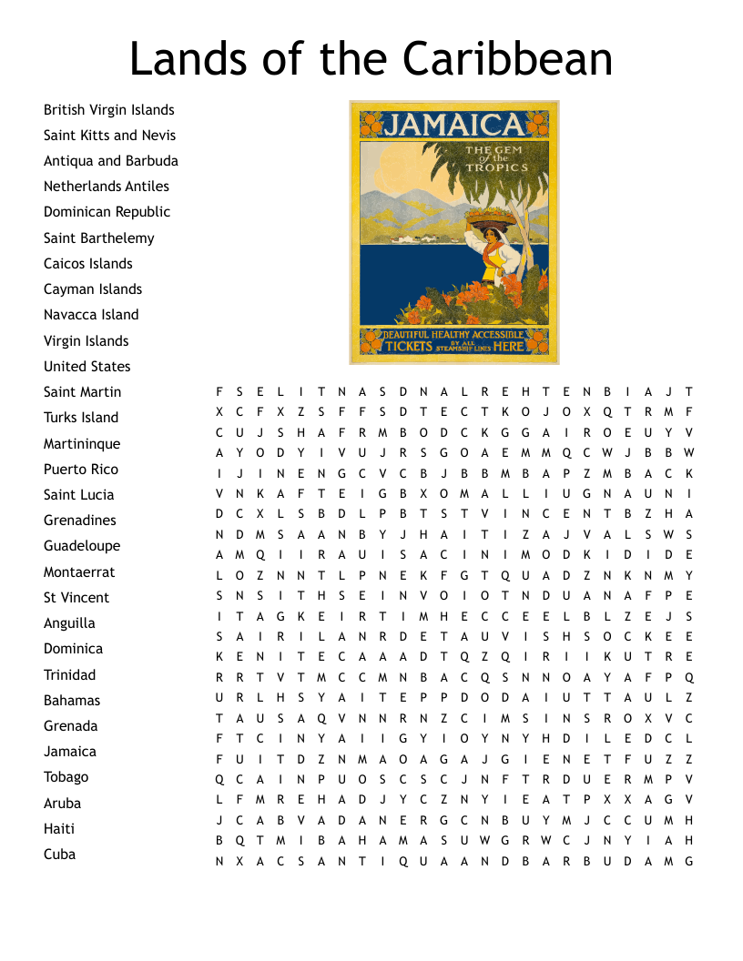 Caribbean Islands Word Search WordMint