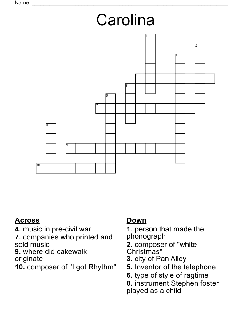 Carolina Crossword WordMint
