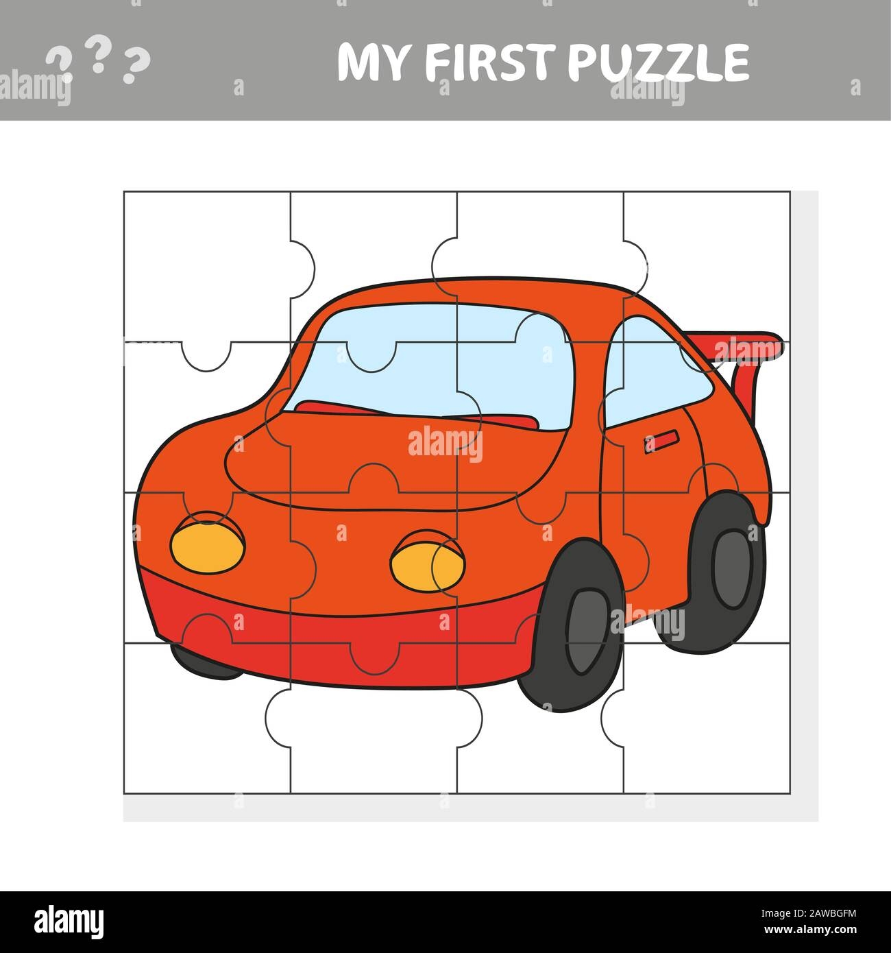 Cartoon Illustration Of Puzzle Game For Preschool Children With Car My First Puzzle Stock Vector Image U0026 Art Alamy